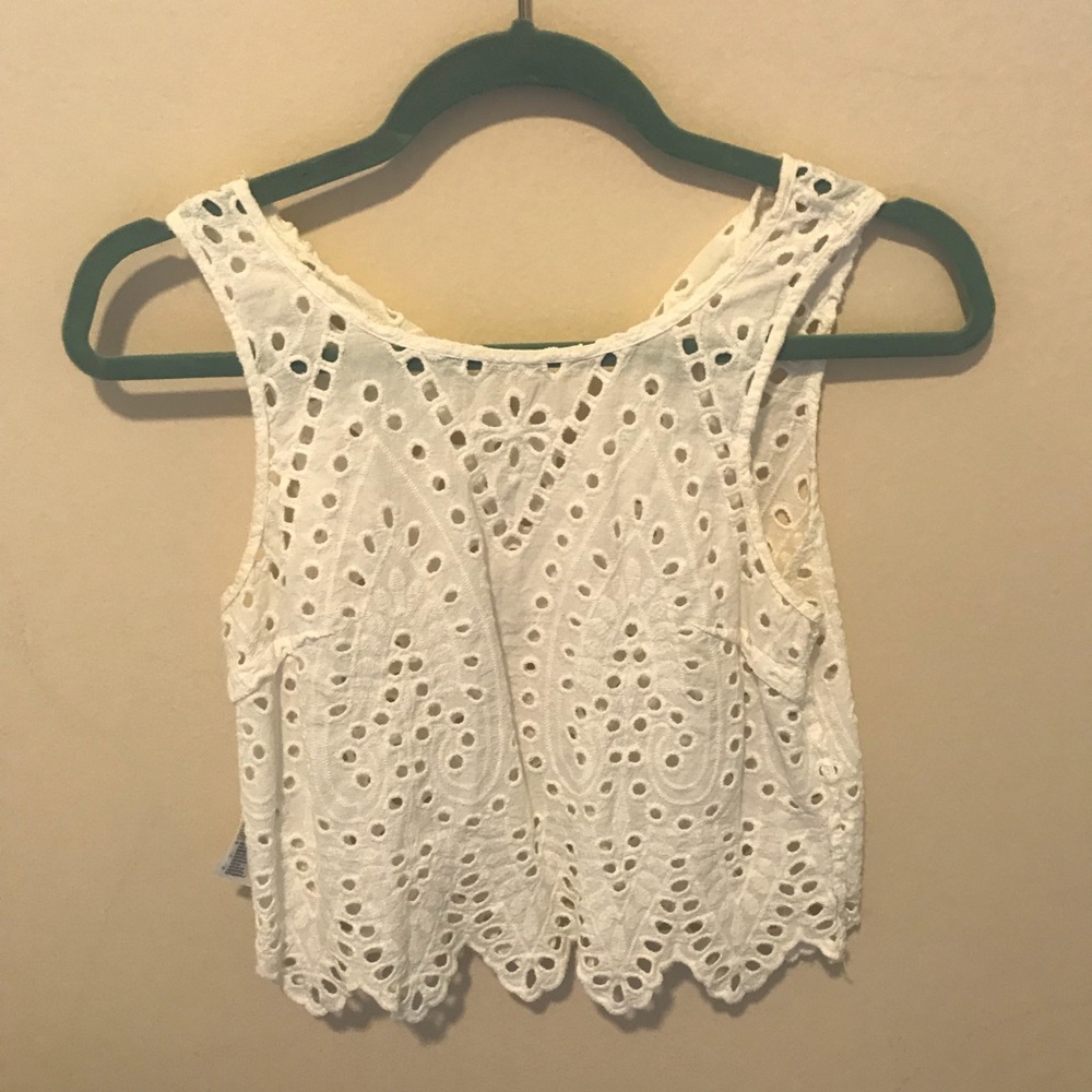 White cut out crop top